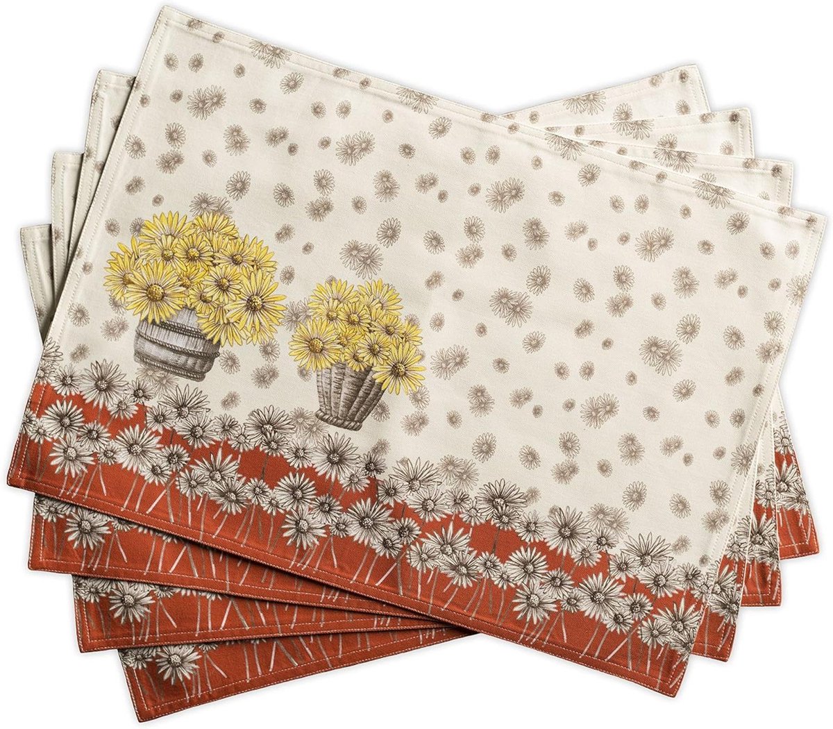 Image of 100% katoenen set van 4 placemats voor de eettafel - Keuken en Bruiloft - Dagelijks leven en Etentjes - Thanksgiving/Kerstmis - 33 CM x 48 CM - Moederdag