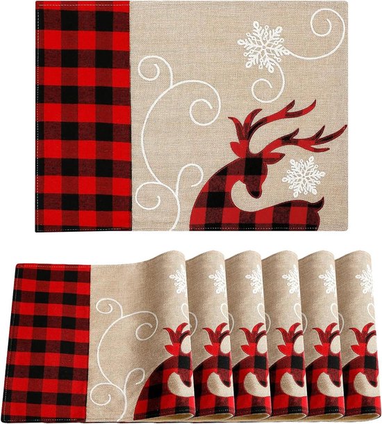 Lot De 4 Sets De Table Ronds, Aquarelle Arbre De Noël Rennes, 38cm Hiver Xmas Set De Table Lavable Sets De Table Cuisine Décoration De Fête | Leroy Merlin