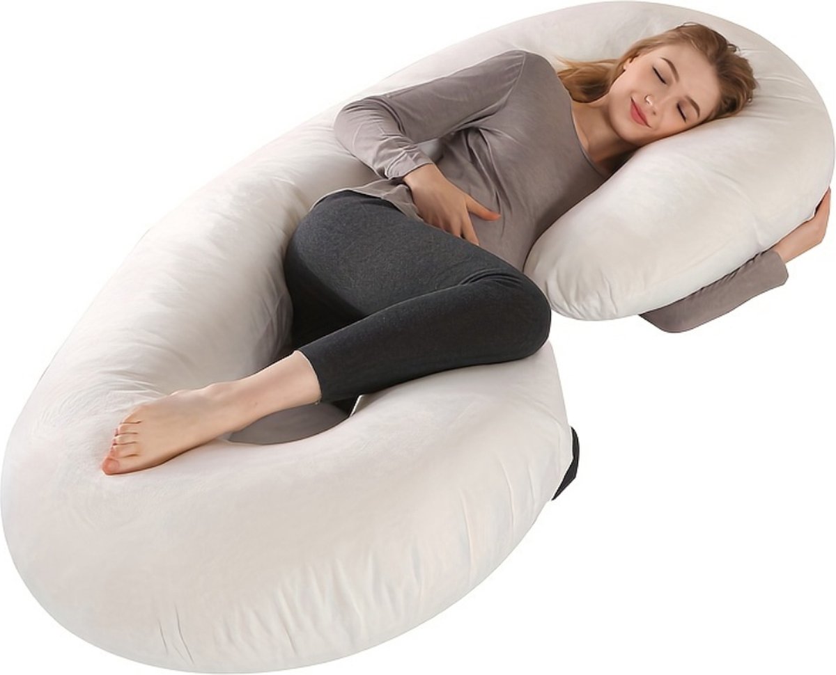 Goedkoopste Bovista Zwangerschapskussen - Zijslaapkussen - Lichaamskussen - Pregnancy Pillow - Maternity Pillow - Zwangerschapskussen XXL - Wit