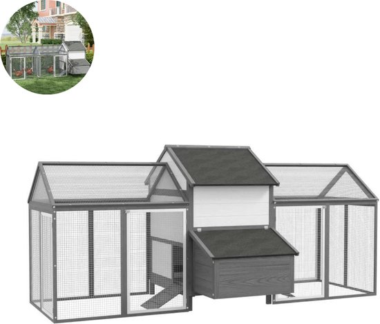IDMarket - Set van 3 hokken van hout, nestkast voor kippen met bodem