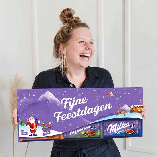 Foto:  fijne feestdagen mega milka 600 gram chocoladereep cadeau chocolade