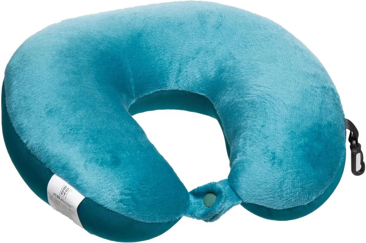 Nekkussen Fluweel - blauw - met ophangclip - polyester - reiskussen - Nekkussens