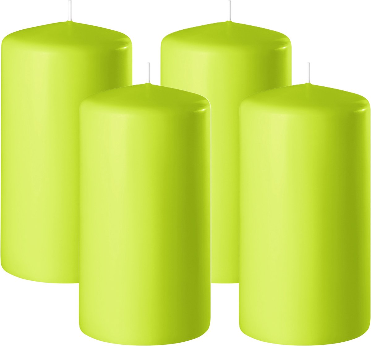 Enlightening Candles Cilinderkaars/stompkaars - 4x - limegroen - D6 x H10 cm - 36 branduren - Dikke kaarsen - Voor kandelaar of plateau