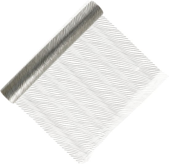 Home & Styling Tissu de Décoration /chemins de table - 2x - argent - relief - 30 x 500 cm - nappes