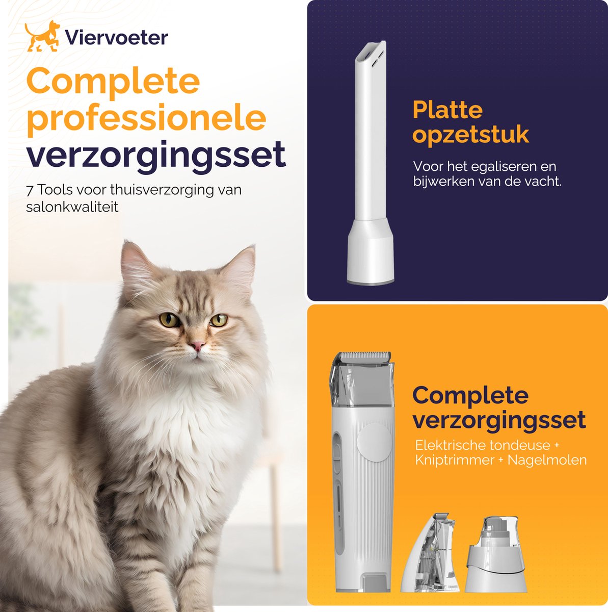 Viervoeter® Professionele 15 Delige Hondentondeuse met stofzuiger - Voor dikke vacht - Zuigen & Trimmen - Verzorginsset - Katten en Honden thumbnail 3