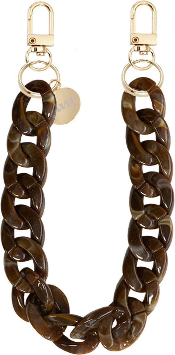 xoxo Wildhearts telefoonkoord - Brown Chocolate - Kort koord - Geschikt voor iPhone - Geschikt voor Samsung - Universeel Phone cord - Telefoonketting - Koord voor telefoon - Telefoon hanger ketting Bruin