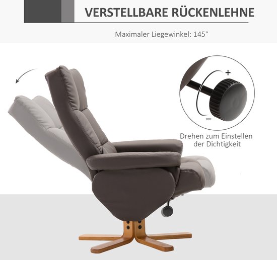 HOMCOM Draaibare Gestoffeerde Fauteuil met Voetenbank, Modern