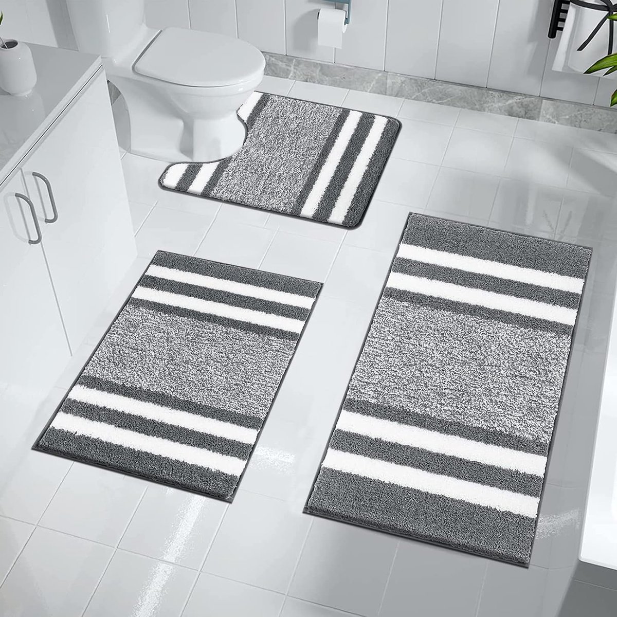 Stellar Luxe Badmat - Set van 3 - Absorberende Douche Tapijten - Badkamermatten - Badmat Antislip - Badmatten