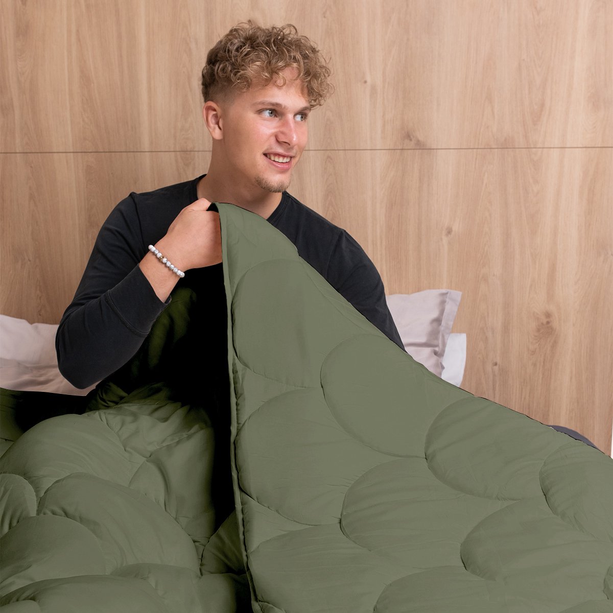 Microvezel Dekbed Eazy Olivine/Olivine - 200x200 cm