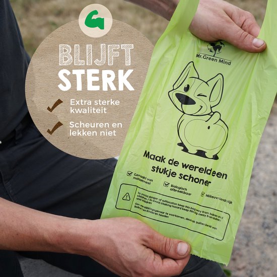 M. Sacs à déjections canines Green Mind avec poignées 600 pièces sacs à crottes pour chiens étanches biodégradables - Chien