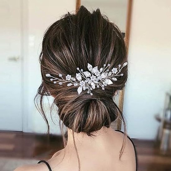 Accessoire Cheveux Mariage Barrette Diadème Femme Avec Perles Strass Cristal - Argent Élégant