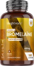 WeightWorld Bromelaïne capsules - 650 mg Bromelaïne per portie - 180 vegan capsules voor 6 maanden voorraad