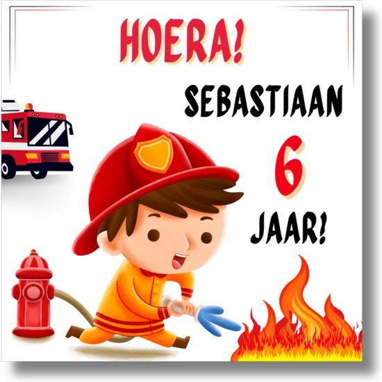 Brandweer stickers met naam en leeftijd | Gepersonaliseerd | Trakteren Uitdelen Brandweerthema - 20 stuks - 4 cm
