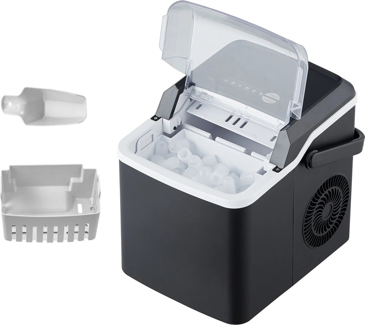 Fluux draagbare ijsmaker zelfreinigende met ijsschep 2 maten ijs grote 150W LxBxH 24.9x30.3x28.2cm