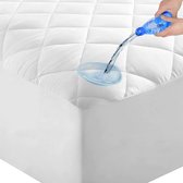 Gewatteerde waterdichte katoenen matrasbeschermer - 200x200 cm Gewatteerde Matrasbeschermhoezen - Antibacteriëel - Rondom Elastiek - Wit - Waterdichte Gewatteerde matrasbeschermer - Incontinentie Matrasbeschermhoezen 200 x 200 cm