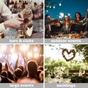 Collage van verschillende feestelijke evenementen, zoals bruiloften en buitenfeesten.