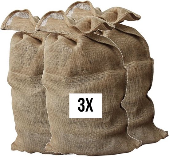 Sinterklaas Jute zak - Set 3 stuks - Blanco - Stevig - Verkleedaccessoire - Zaklopen / Zakloopset - Kind - Kinderfeestje - Verjaardag - Bruiloft - Feest - Oud Hollands - Activiteit - Volwassenen / Kinderen - Kinder verjaardag - Cadeau Kado - December