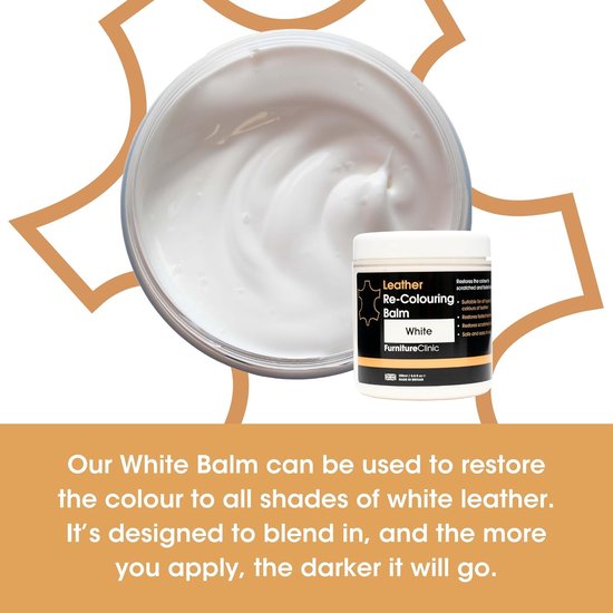 Foto: Leer balsem kleur wit white kleur herstel en beschermen van versleten leer en lederwaar leather re colouring balm colour restorer for sofas leather colour repair for faded scratched leather upholstery car seats shoes and clothing