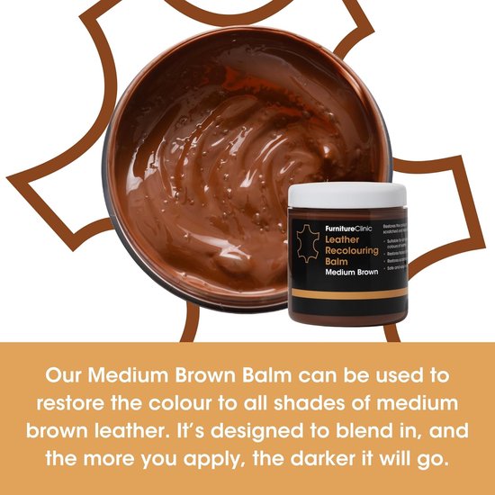 Foto: Leer balsem kleur midden bruin medium brown kleur herstel en beschermen van versleten leer en lederwaar leather re colouring balm for sofas leather colour repair for faded scratched leather upholstery car seats shoes and clothing