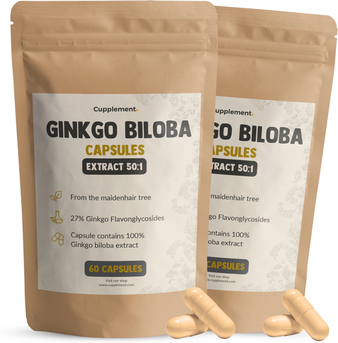 Goedkoopste Cupplement Ginkgo Biloba 50 1 Extract 120MG 60 Vegan Capsules – Hooggedoseerd Nootropic & Adaptogeen voor Geheugen & Focus – Laboratoriumgetest – Past Door Brievenbus – Geen Poeder of Tabletten – Ginkgo Gingko – Superfood Supplement
