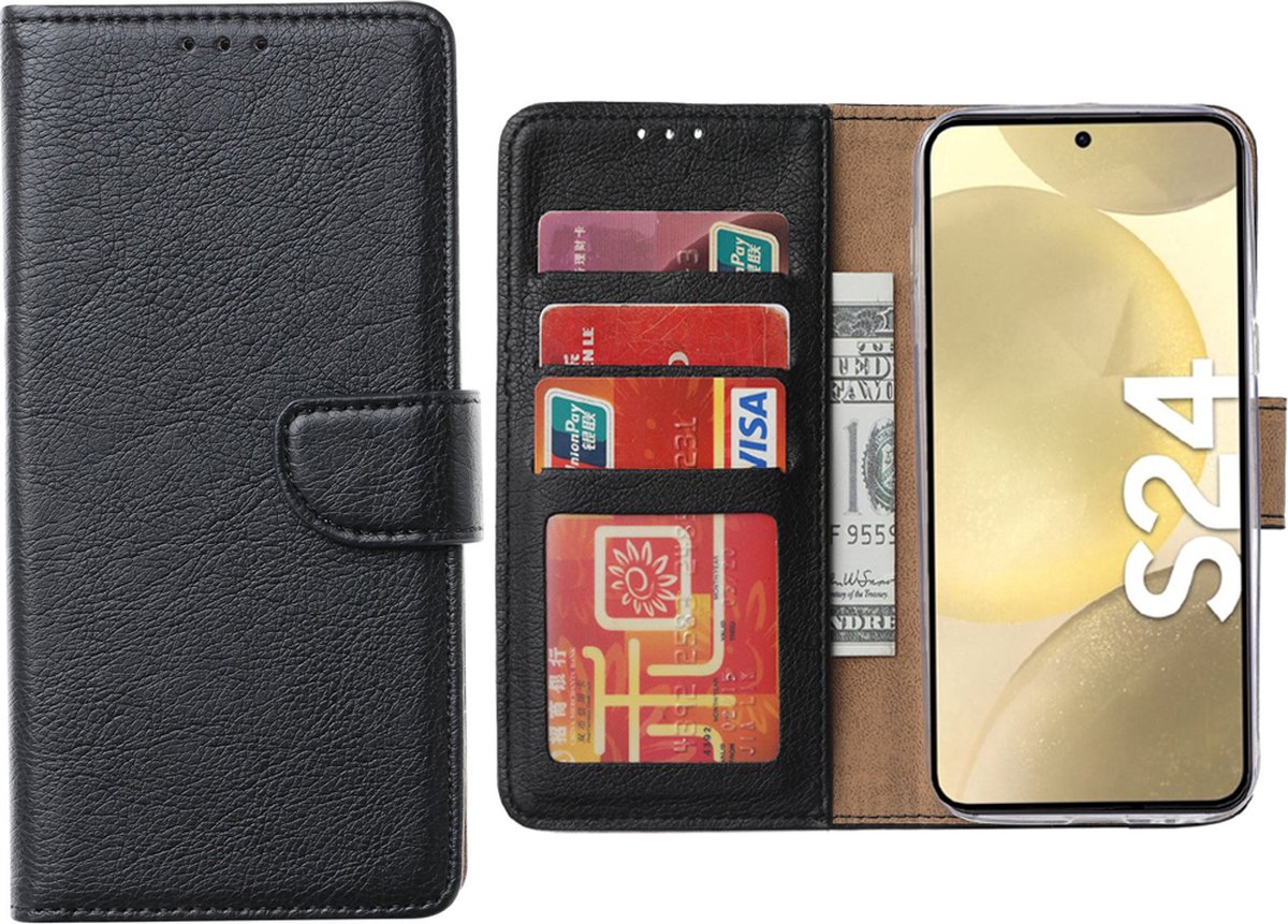 Hoesje Geschikt voor Samsung Galaxy S24 – Arara bookcase met pasjeshouder - Zwart