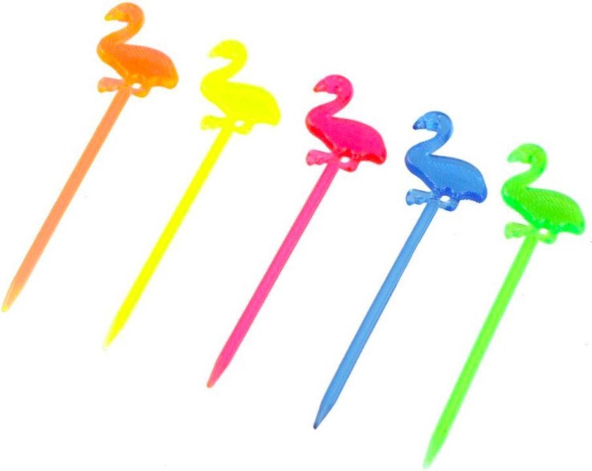 Scoby - Feest Prikkers - Party Prikkers- Flamingo Cocktailprikkers - Feestprikkers - Feestartikelen - Feestdecoraties - Flamingo Vorm - Multicolour