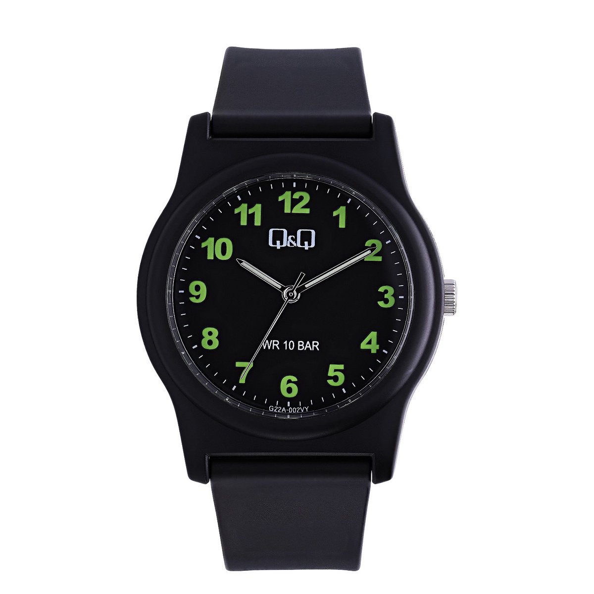 Q  Q Unisex QQ herenhorloge met rubber band G22A-002VY - Horloge - Kunststof - Zwart - 37.70 mm