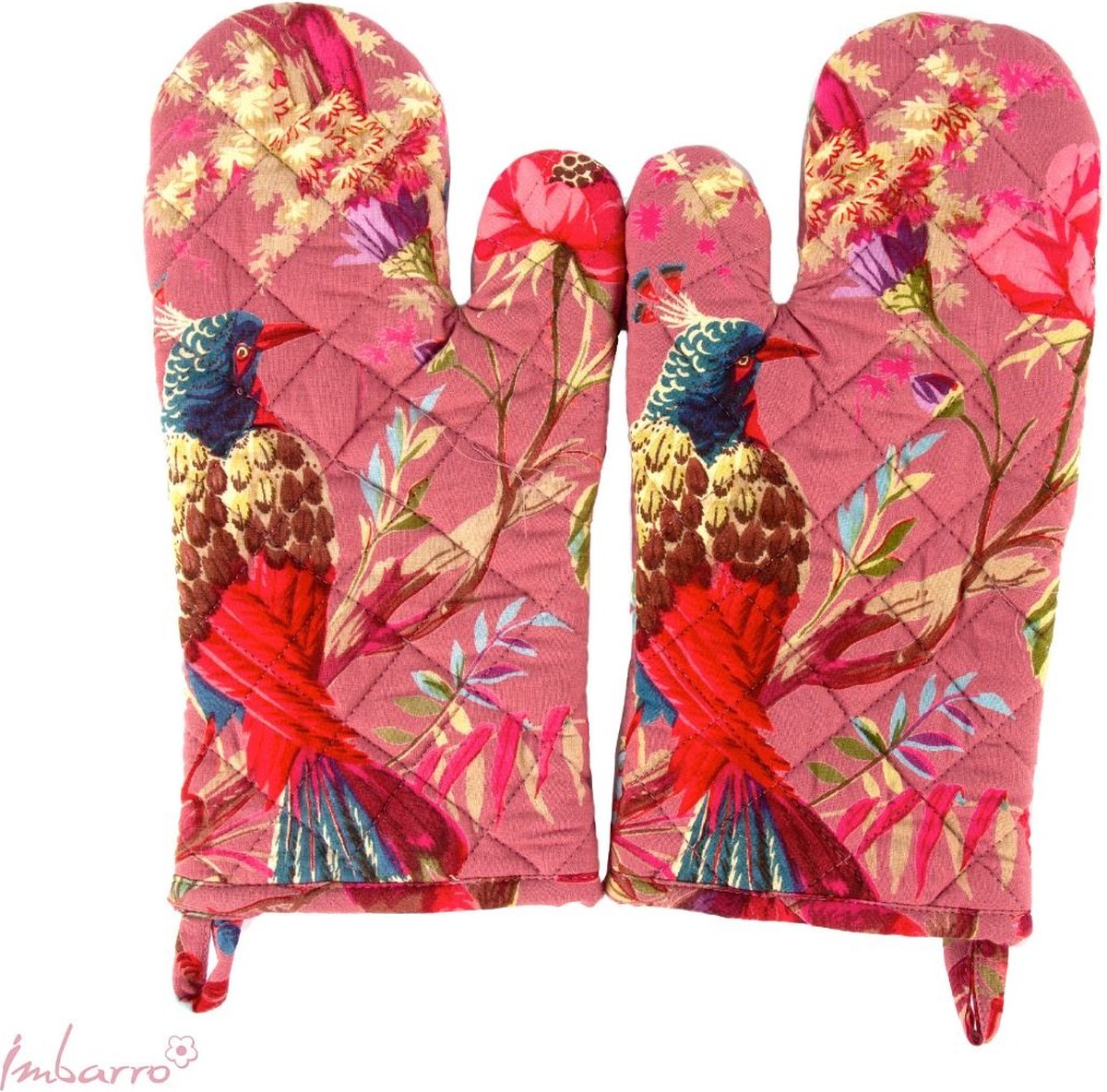 Imbarro Fashion & Home Paradise Ovenwanten Paradise Rose - set of 2 100 % katoen met ophanglus