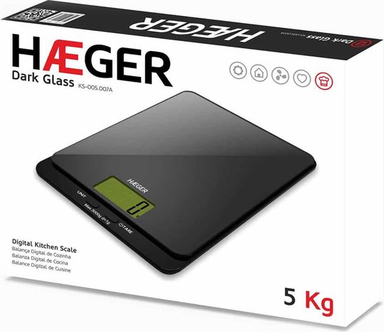 Haeger Dark Glass - Keukenweegschaal Digitaal - Zwart