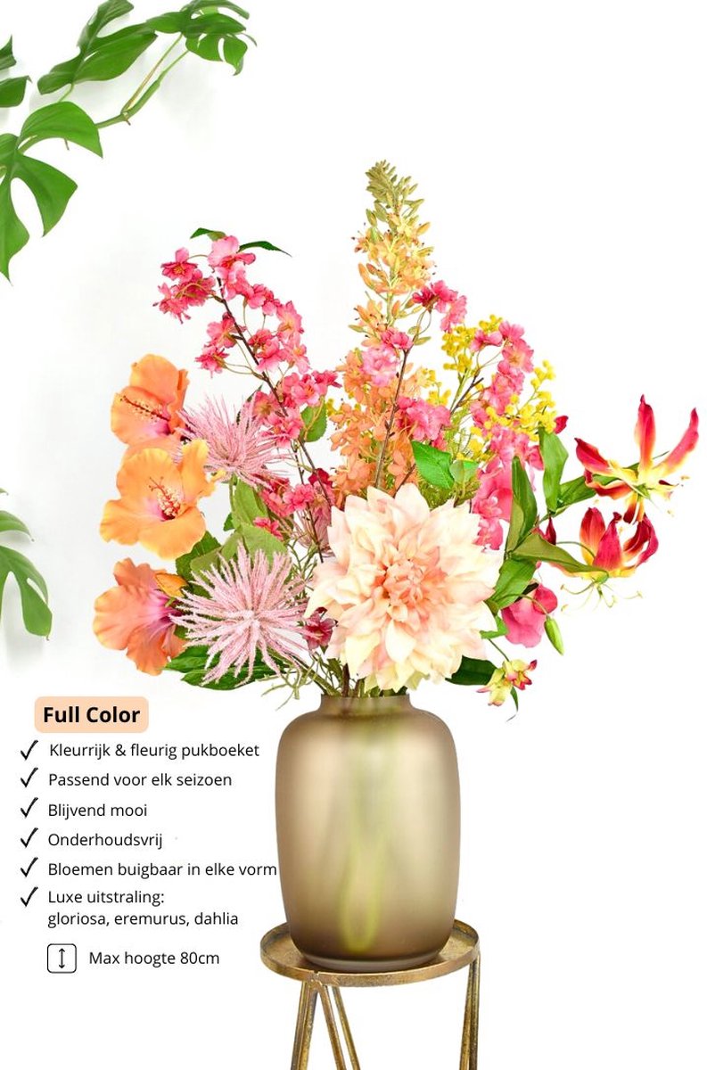 Kunstboeket - Full Color 70 Cm - Zijden Kunstbloemen - Nepbloemen - Kunstbloemen - Zijden Boeket - Natuurlijk Bloemen