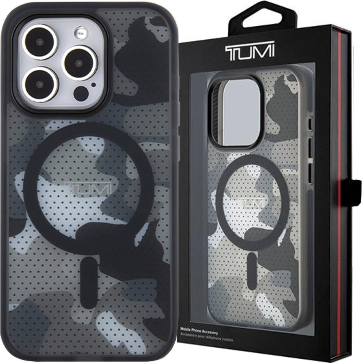 Tumi TUHMP15XTCAMK iPhone 15 Pro Max 6,7" zwart/zwarte hardcase Frosted Camo Print MagSafe