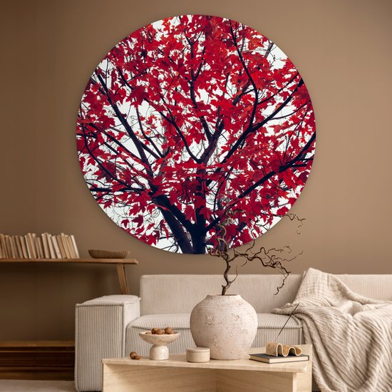 WallCircle - Wall Circle - Wall Circle Indoor - Esdoorn - Feuilles - Automne - Nature - 120x120 cm - Décoration murale - Peintures Ronds XXL