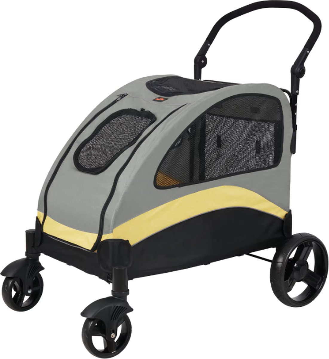 J&R Hondenbuggy - Honden Buggy - Hondenkar - Buggy Hond - Wandelwagen hond - met 4 wielen - voorwielen 360° draaibaar - voor middelgrote tot grote honden - Grijs