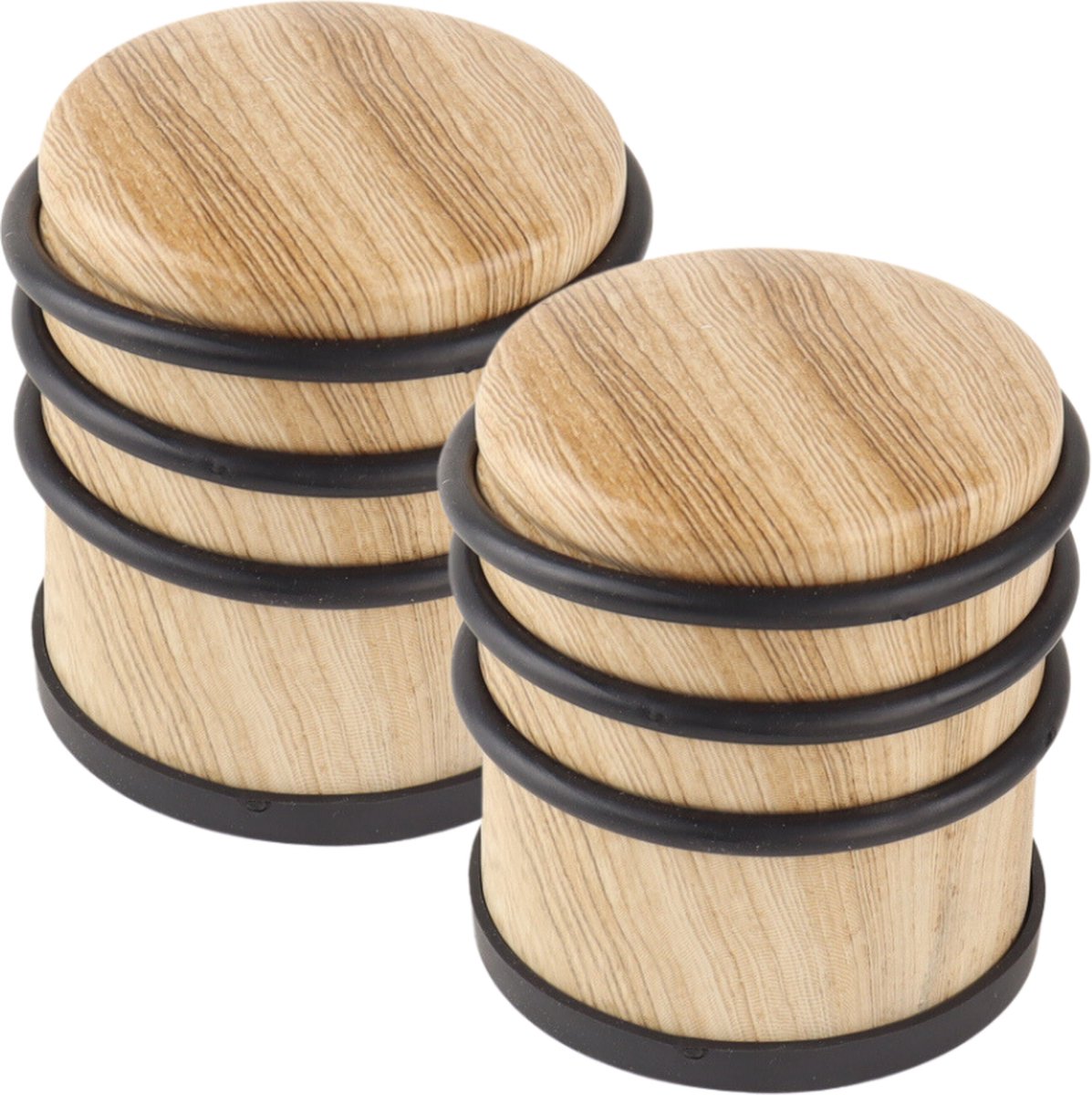 Nordix Deurstop - 2 Stuks - Deurstopper - Deurbuffer - Houtlook - 7,9cm - MADERA