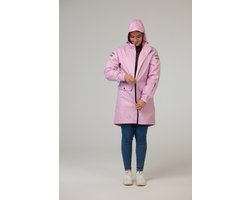 Ducksday - Regenjas Dames - Waterdicht - Met Capuchon - Reflecterend - Half Lang Model - Gevoerd - Lila Roze 38/40