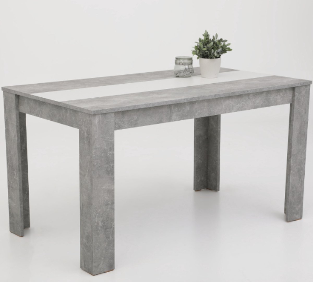 Eettafel Marije 140x80cm- Beton/wit/zwart