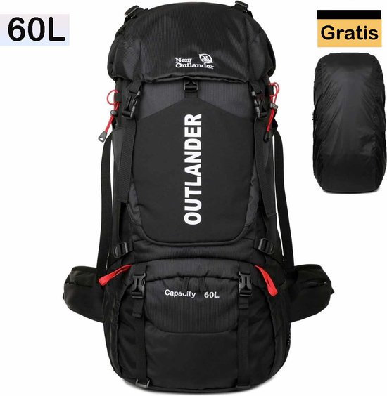 Meedeer Sac à dos de randonnée 60 L - Grande capacité - Étanche - Ultraléger - Homme Femme - Sac à dos de voyage - Avec housse de pluie - Sac à dos de routard pour la Marche, Alpinisme, le Camping, les sports de voyage
