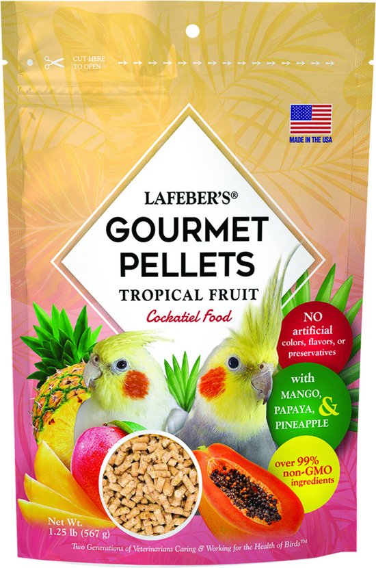 Foto: Lafeber tropical fruit gourmet pellets cockatiel vogelvoer 567 g