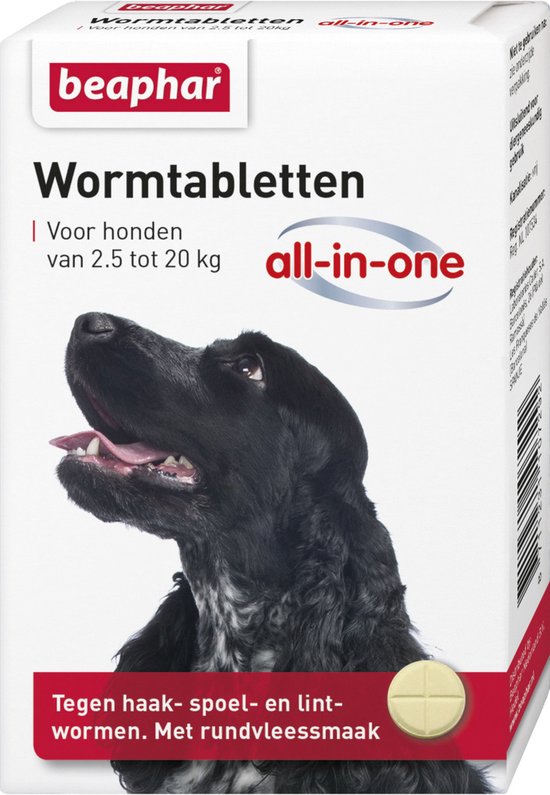 Beaphar All-in-one Ontworming Tabletten Hond 2,5 - 20 kg 2 tabletten