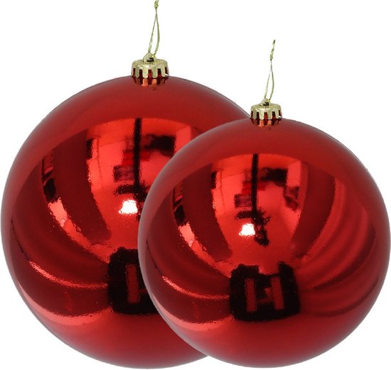 Gerimport Grandes boules de Noël décoratives - 2x pcs - rouge - D15 et D20 cm - plastique - Décorations de Noël