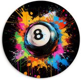 WallCircle® Wandcirkel 120x120 cm - Muurcirkel Graffiti - Sport - Pool bal - Biljart - Kinderkamer - Muurdecoratie woonkamer - Wanddecoratie slaapkamer - Kamer decoratie accessoires - Ronde schilderijen - Woonaccessoires binnen cirkel