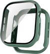 Donkergroen hoesje met screenprotector voor Apple Watch.