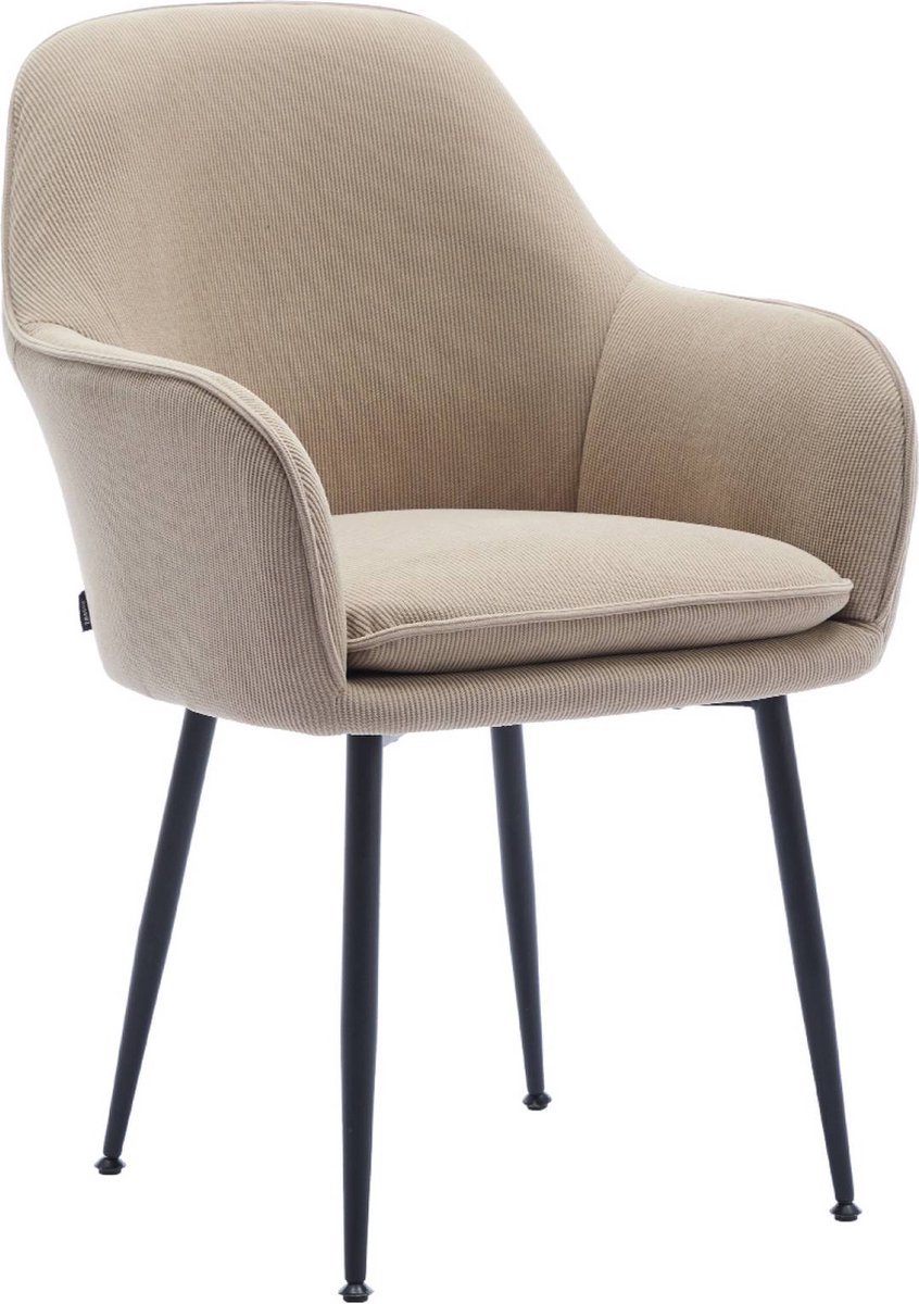 sweeek - Corduroy fauteuil met matzwarte metalen poten, b 57 x d 59 x h 84,5