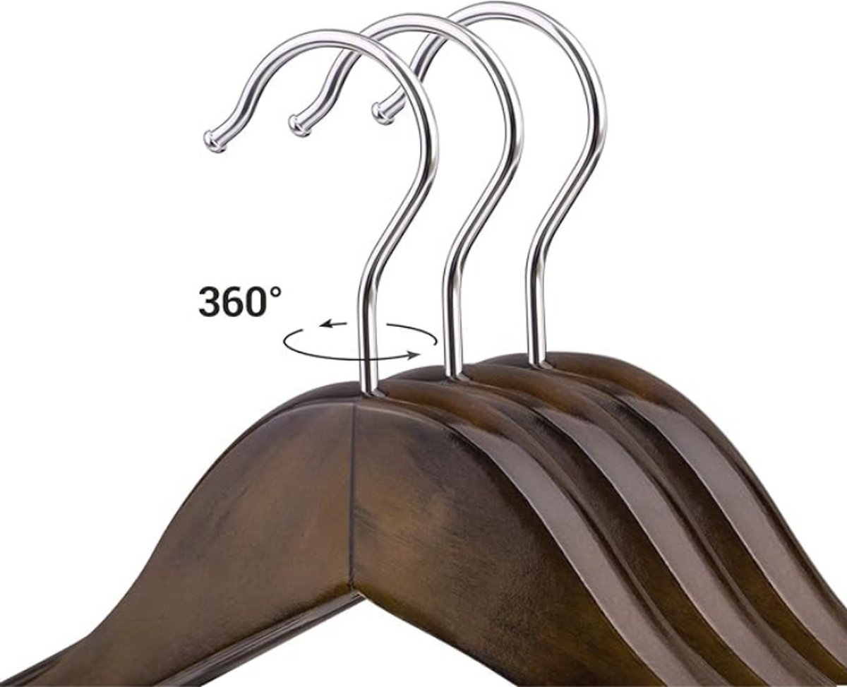 Houten kleerhangers met inkepingen op de schouders - 360° draaibare