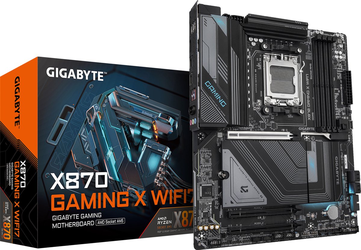 GIGABYTE X870 GAMING X WIFI7 moederbord RAID, 2.5 Gb-LAN, WLAN, BT, Sound, ATX
