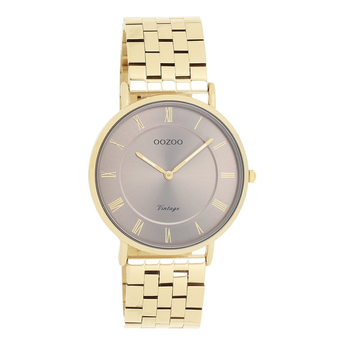 OOZOO Vintage series - Goudkleurige horloge met goudkleurige roestvrijstalen armband - C20370