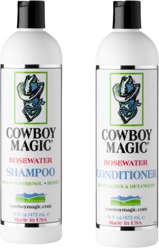 Cowboy Magic Bundel - Rosewater Shampoo + Conditioner - 473ml - paardenshampoo paarden wassen paardenverzorging Cowboy Magic Bundel - Rosewater Shampoo + Conditioner - 473ml - paardenshampoo paarden wassen paardenverzorging