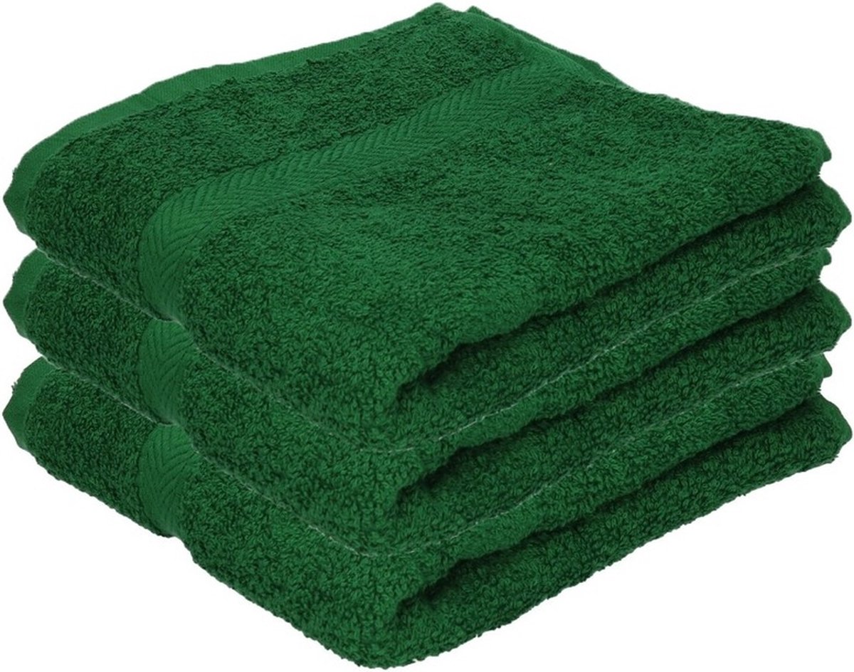 Towelcity Luxe badhanddoek - 3x - donkergroen - 50 x 90 cm - 550 grams - Badkamer textiel - Katoen