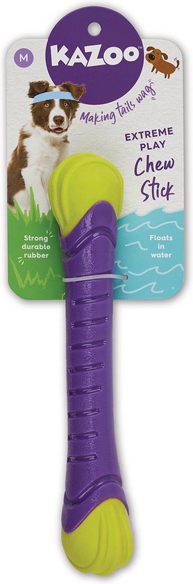 Kazoo | Extreme Play Dog Chew Stick - Medium | Premium kwaliteit - Honden speelgoed - Speelgoed - Speeltjes - Hondenbal - Buitenspeelgoed - Frisbee - Sterk Duurzaam Rubber - Drijft in water - Drijvende Hondenbal