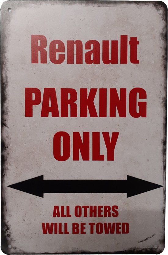Parking Renault uniquement - Panneaux métalliques - Panneau mural - Panneau texte - Renault - Panneaux muraux métalliques - 20 x 30cm - Cave & Garden
